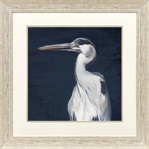 Blue Heron Blue and Beige Framed Art