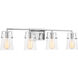 Drew & Jonathan Crofton 4 Light 33.38 inch Chrome Wall Bath Fixture Wall Light in Clear Glass