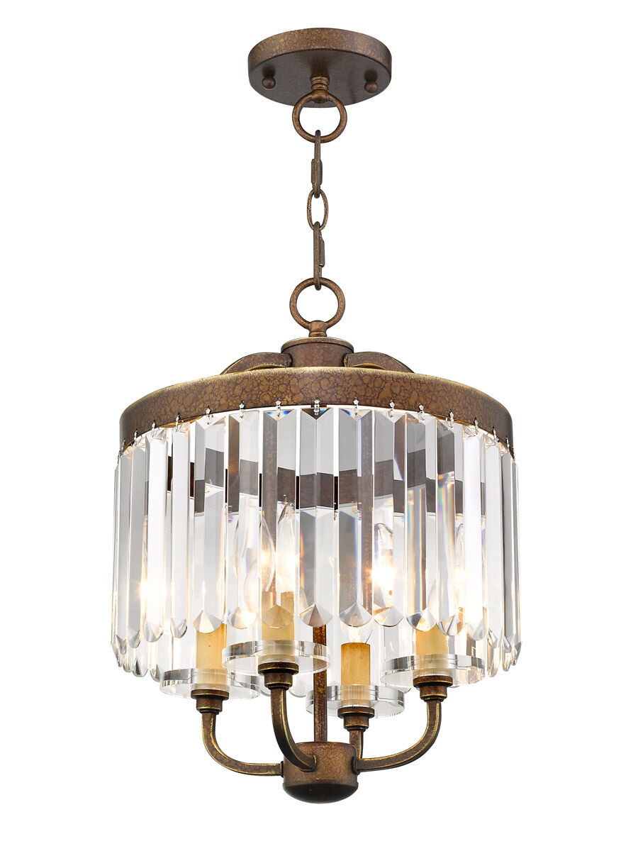Ashton 4 Light 13 inch Hand Painted Palacial Bronze Convertible Mini Chandelier/Ceiling Mount Ceiling Light