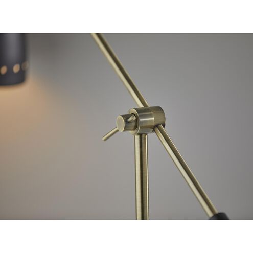 Oscar 32 inch 40.00 watt Black with Antique Brass Adjustable Desk Lamp Portable Light