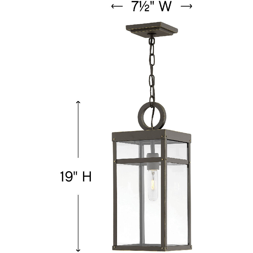 Open Air Porter 1 Light 7.5 inch Oil Rubbed Bronze Outdoor Hanging Lantern in Non-LED, Estate Series