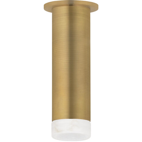 Luxe LED 3.75 inch Patina Brass/Alabaster Flush Mount Ceiling Light