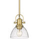 Yep Hines 1 Light 6.88 inch Brushed Champagne Brass Pendant Ceiling Light in Seeded Glass