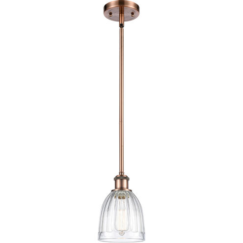 Ballston Brookfield LED 5.75 inch Antique Copper Pendant Ceiling Light in Clear Glass, Ballston