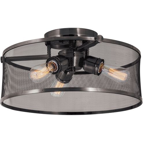 Gastown 3 Light 16 inch Graphite Net Semi-flush Mount Ceiling Light