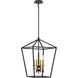 Townhall 4 Light 16 inch Coal/Soft Brass Pendant Ceiling Light