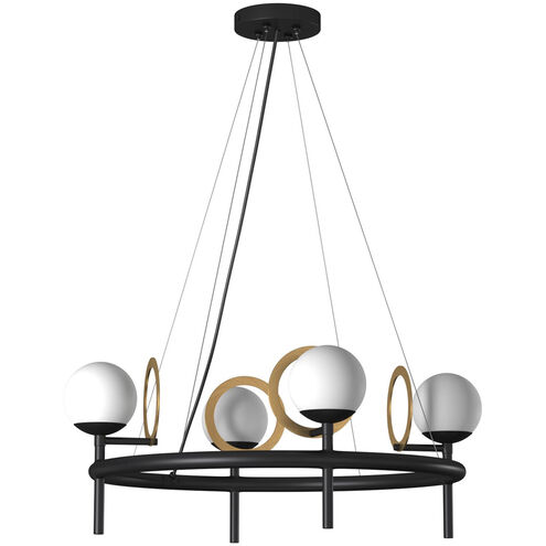 EVOLV LED 22 inch Matte Black with Brass Ring Chandelier Ceiling Light, Halo Family