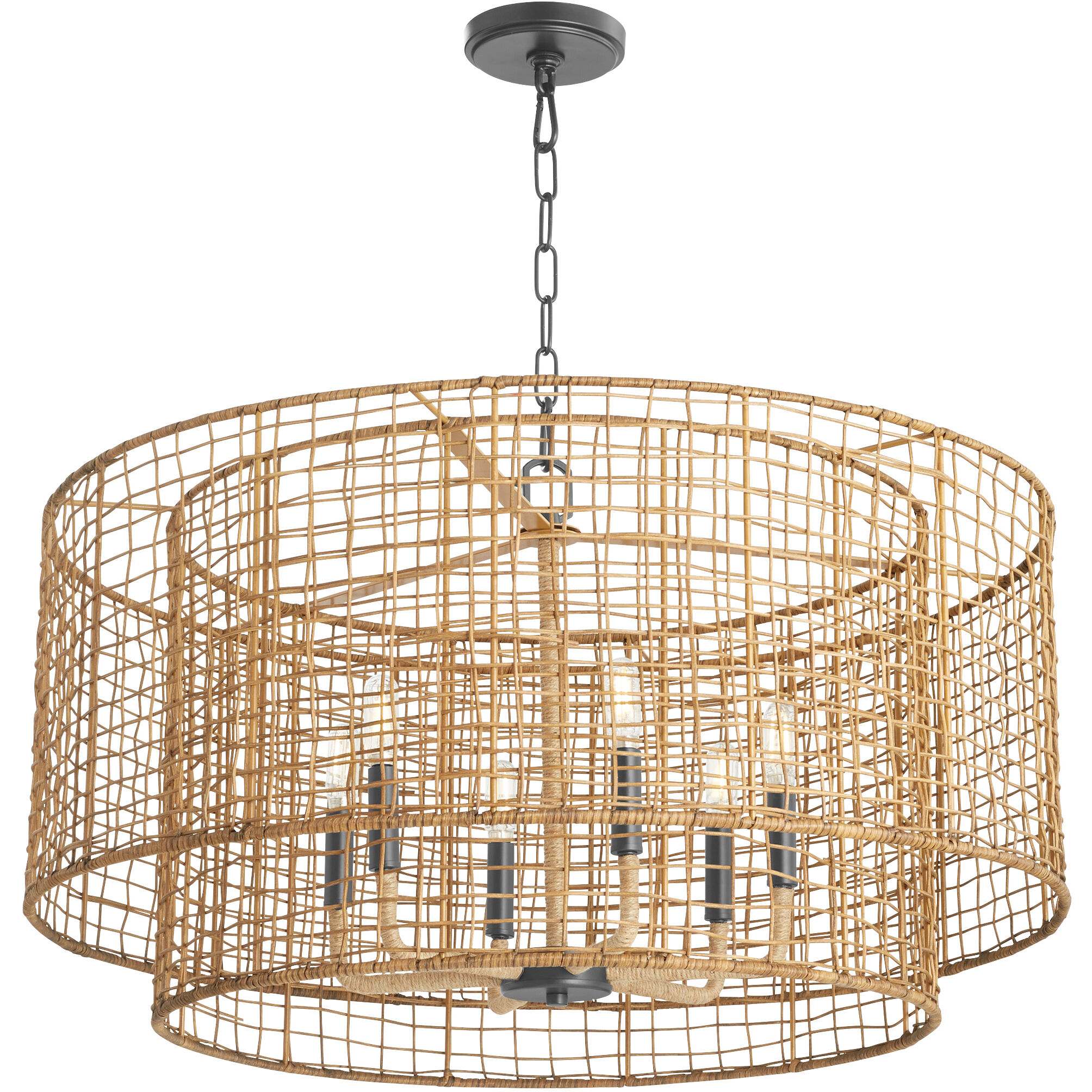 Abaca 6 Light 30 inch Matte Black Pendant Ceiling Light