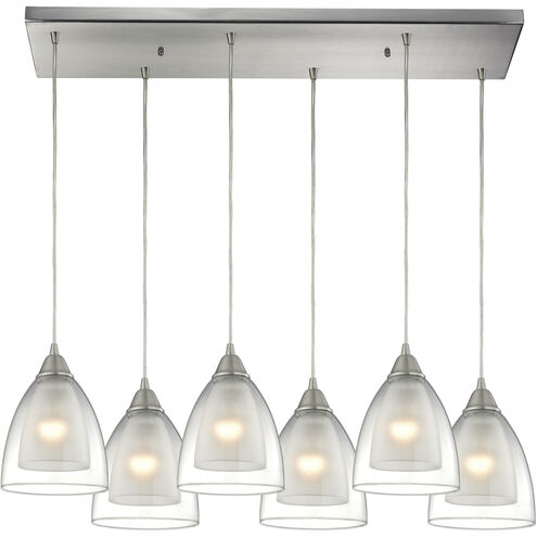 Layers 6 Light 30 inch Satin Nickel Multi Pendant Ceiling Light, Configurable