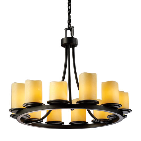 CandleAria LED 28 inch Dark Bronze Chandelier Ceiling Light in Cream (CandleAria), Cylinder with Melted Rim, 8400 Lm LED