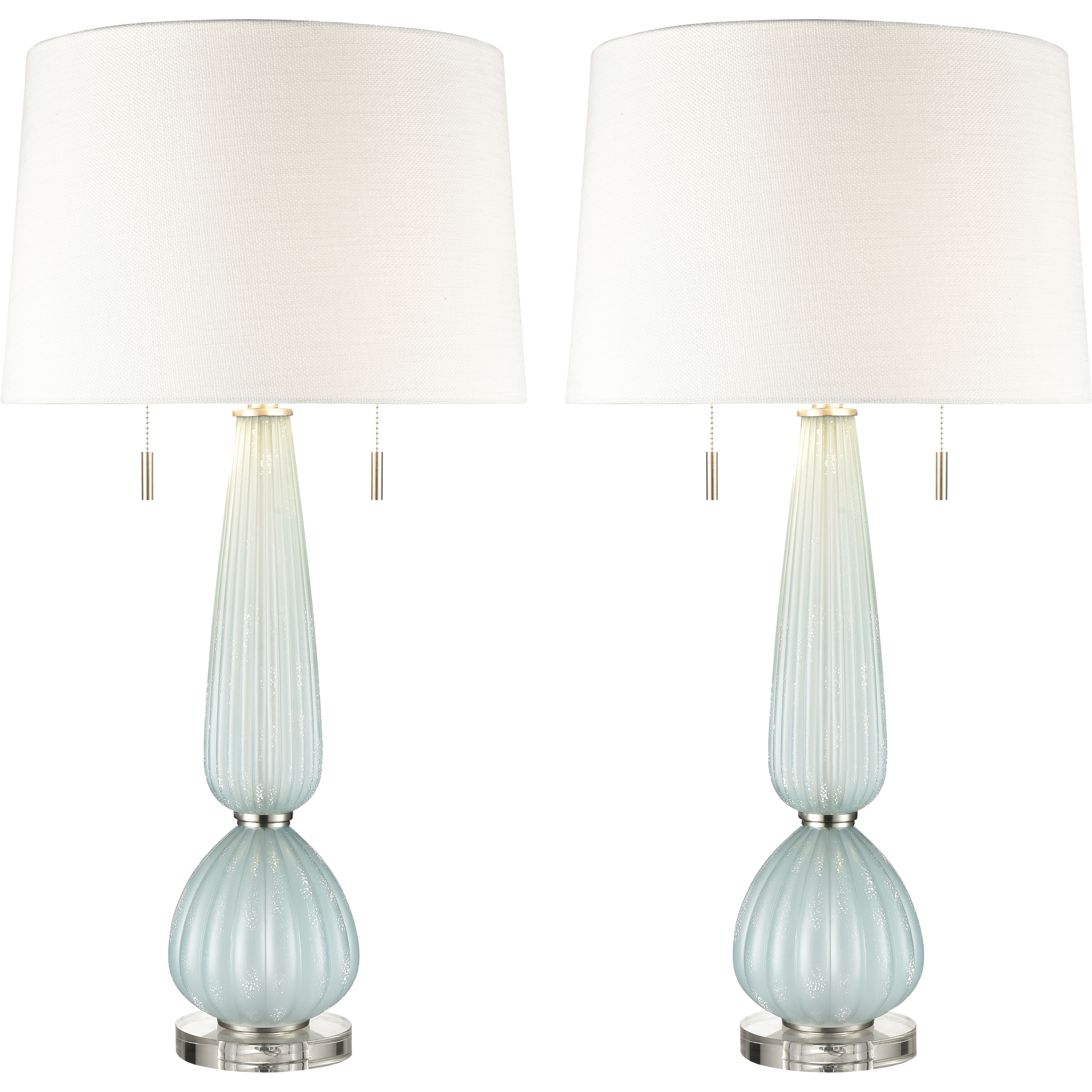 Mariani 34 inch 60 watt Light Blue with Clear Table Lamp Portable Light, Set of 2