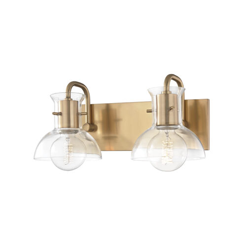 Riley 2 Light 15 inch Aged Brass Bath And Vanity Wall Light