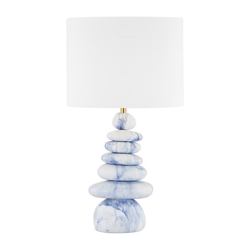 Fenton 30 inch 75.00 watt Aged Brass/Ceramic Marbled Blue Table Lamp Portable Light