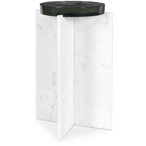 Olina 22 X 14 inch White Marble and Glass Outdoor Accent Table