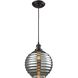 Ridley 1 Light 10 inch Oil Rubbed Bronze with Silver Mini Pendant Ceiling Light
