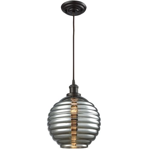 Ridley 1 Light 10 inch Oil Rubbed Bronze with Silver Mini Pendant Ceiling Light