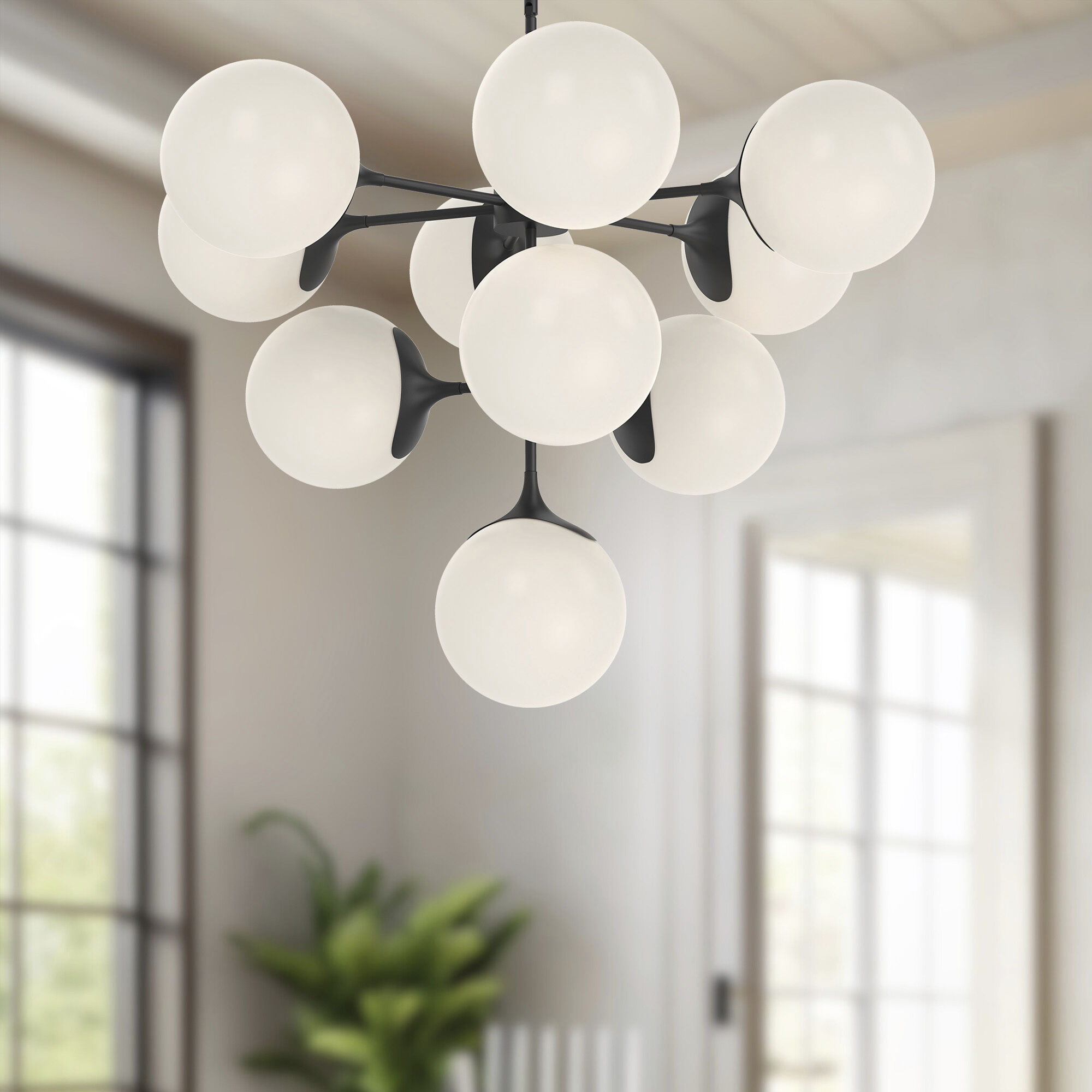 Alora Mood Nouveau 10 Light 34.88 inch Matte Black Chandelier Ceiling Light