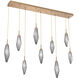 Rock Crystal LED Novel Brass Linear Pendant Ceiling Light in Chilled Smoke, 2700K LED, Multi-Port
