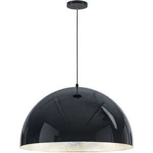 Hemisphere LED 31 inch Gloss Black and Aluminum Single Pendant Ceiling Light 