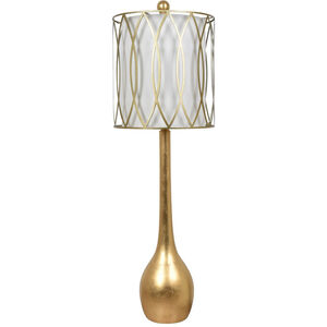 Carrington 39 inch 150 watt Gold Leaf Table Lamp Portable Light
