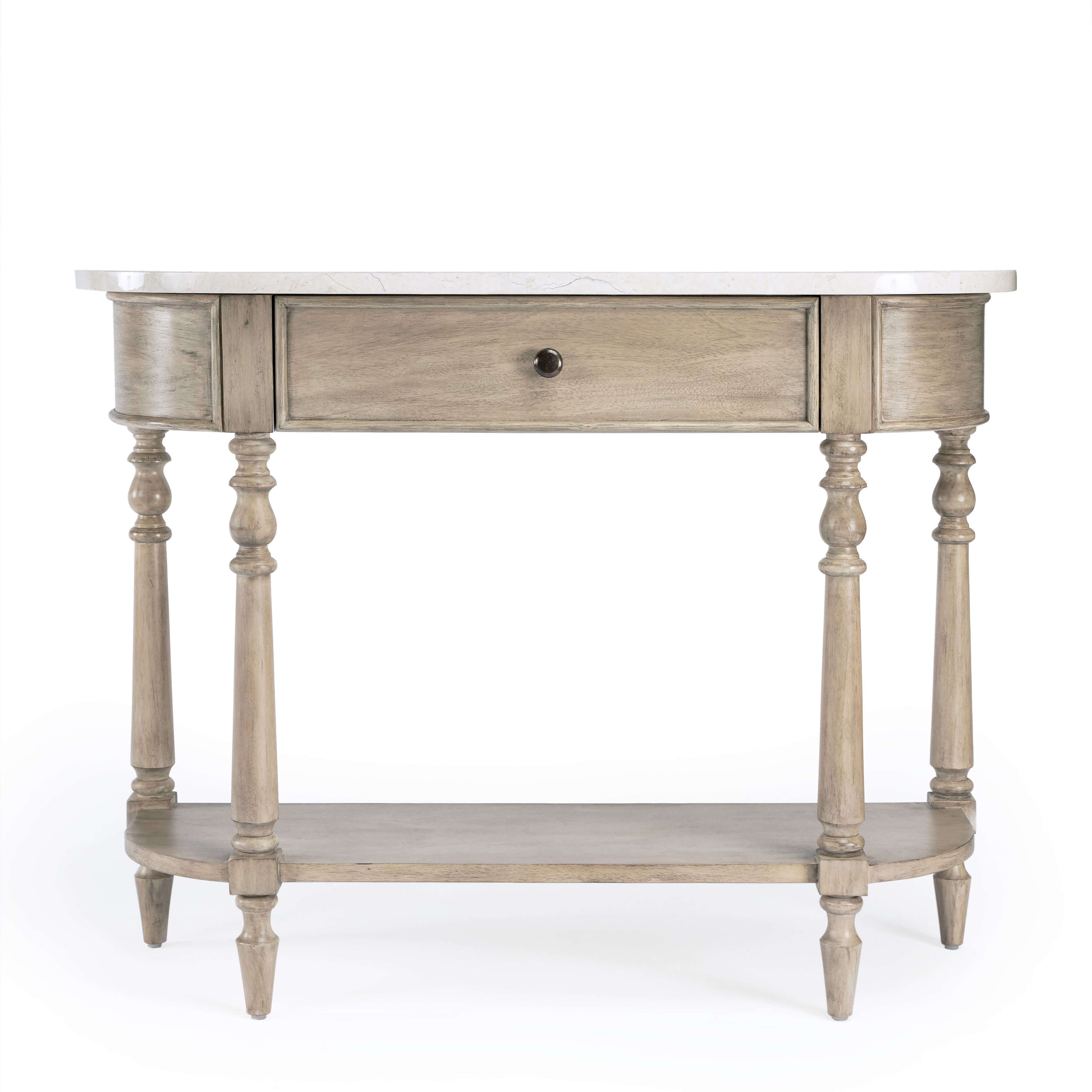 Danielle Marble 40" one- drawer Console Table in Tan/Beige