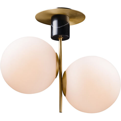 Vesper 2 Light 10 inch Satin Brass/Black Semi-Flush Mount Ceiling Light