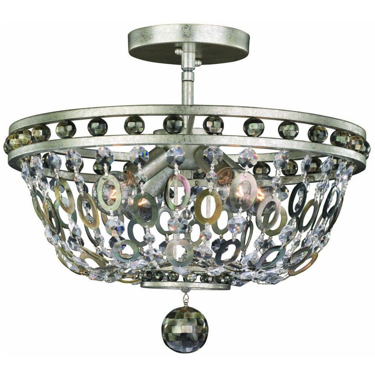 Lucia 4 Light 17 inch Vintage Silver Leaf Semi Flush Mount Ceiling Light