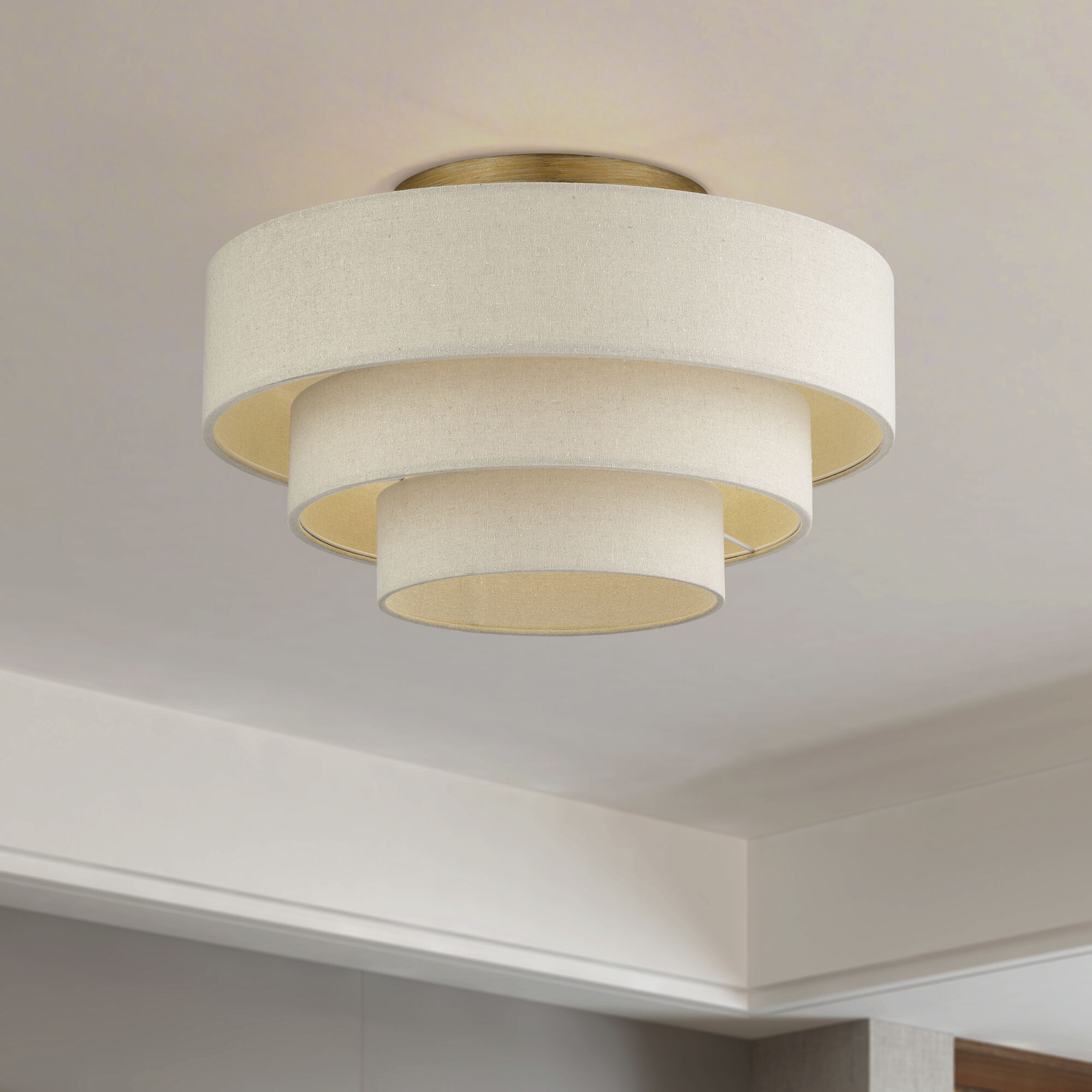 Bellingham 4 Light 21 inch Antique Gold Leaf Semi Flush Mount Ceiling Light, Extra Large