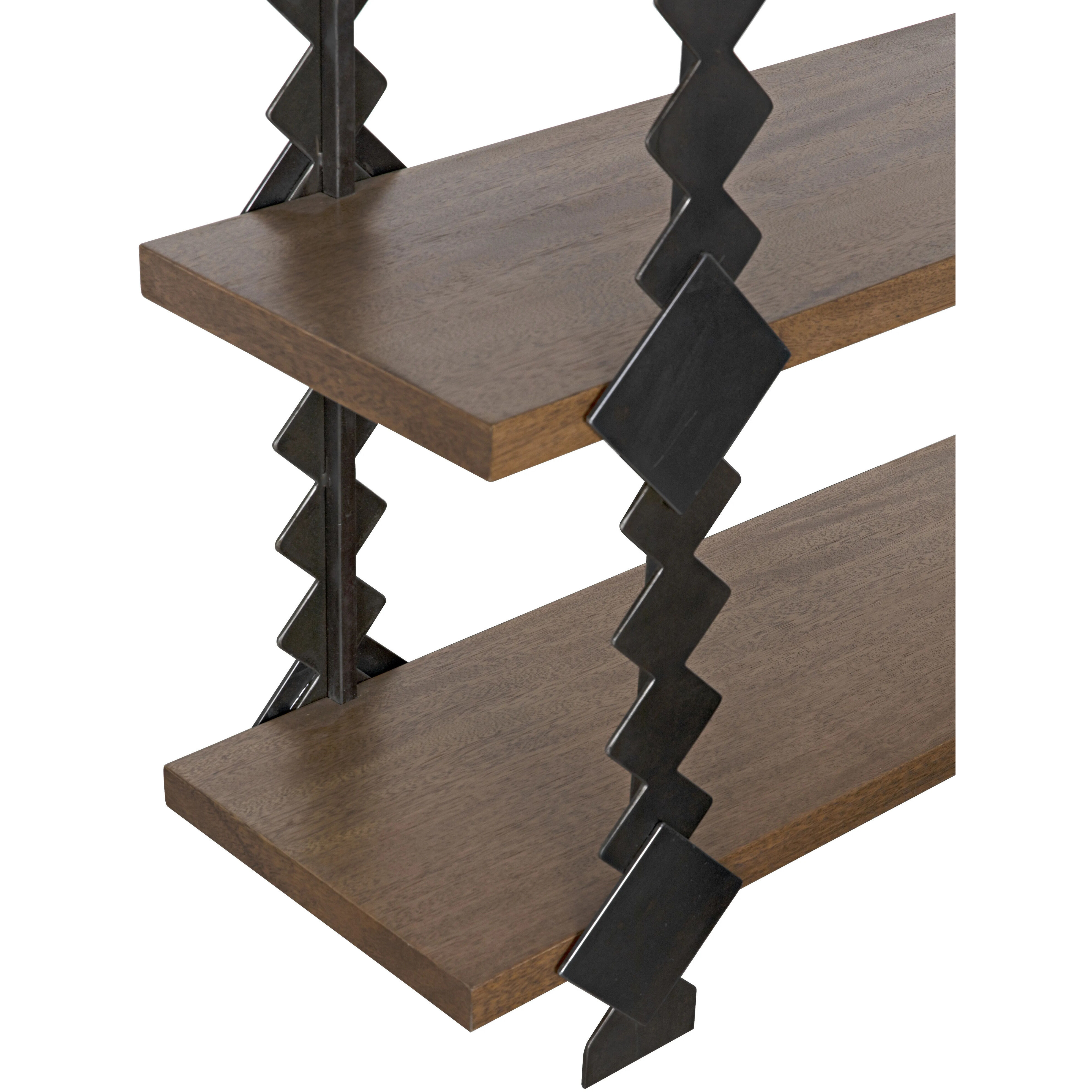 Page 90.5 X 48 X 15 inch Dark Walnut and Black Metal Shelf