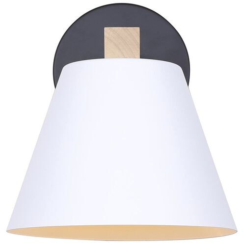 Harlyn 1 Light 9.13 inch Black/White/Wood Vanity Light Wall Light