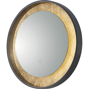 Floating 23.5 X 23.5 inch Gold Leaf and Black LED Wall Mirror