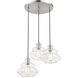 Everett 3 Light 20 inch Brushed Nickel with Chrome Finish Accents Pendant Chandelier Ceiling Light