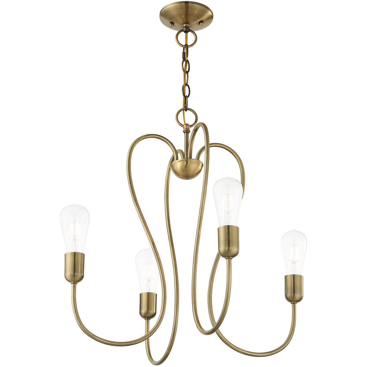 Lucerne 4 Light 20 inch Antique Brass Chandelier Ceiling Light