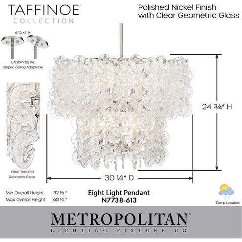 Taffinoe 8 Light 30.13 inch Polished Nickel Pendant Ceiling Light
