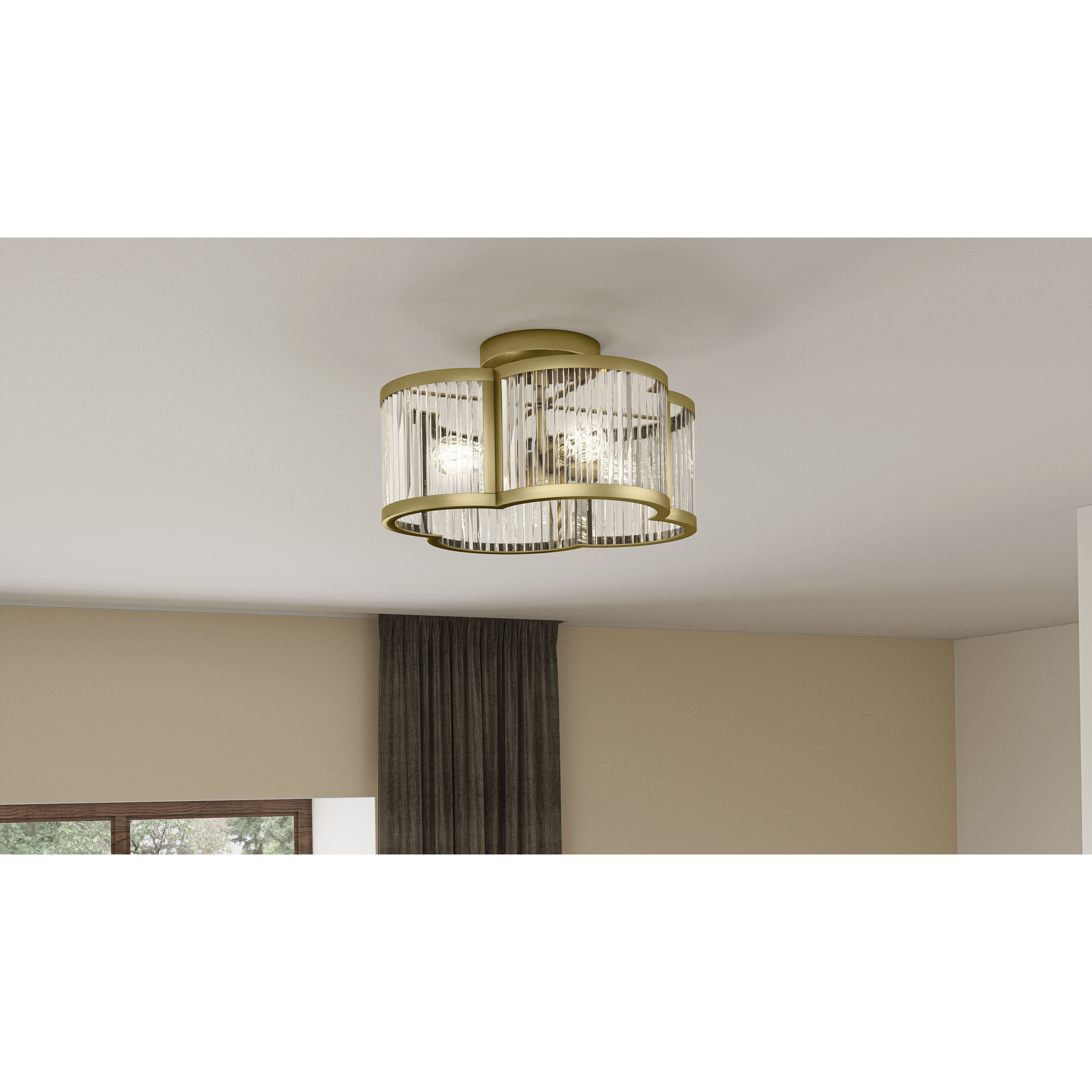 Aster 4 Light 15 inch Weathered Brass Semi-Flush Mount Ceiling Light