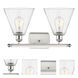 Ballston Ballston Cone 2 Light 18 inch White and Polished Chrome Bath Vanity Light Wall Light in Seedy Glass