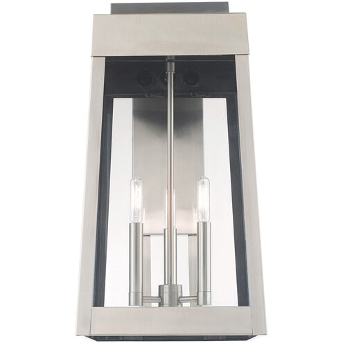 Oslo 3 Light 20 inch Brushed Nickel Outdoor Wall Lantern