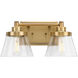 Hinton 2 Light 16 inch Vintage Brass Bath Vanity Wall Light