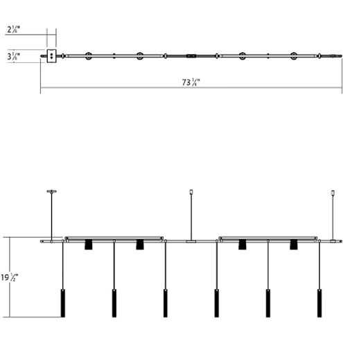 Suspenders LED 73 inch Satin Black Modular Pendant Composition Ceiling Light