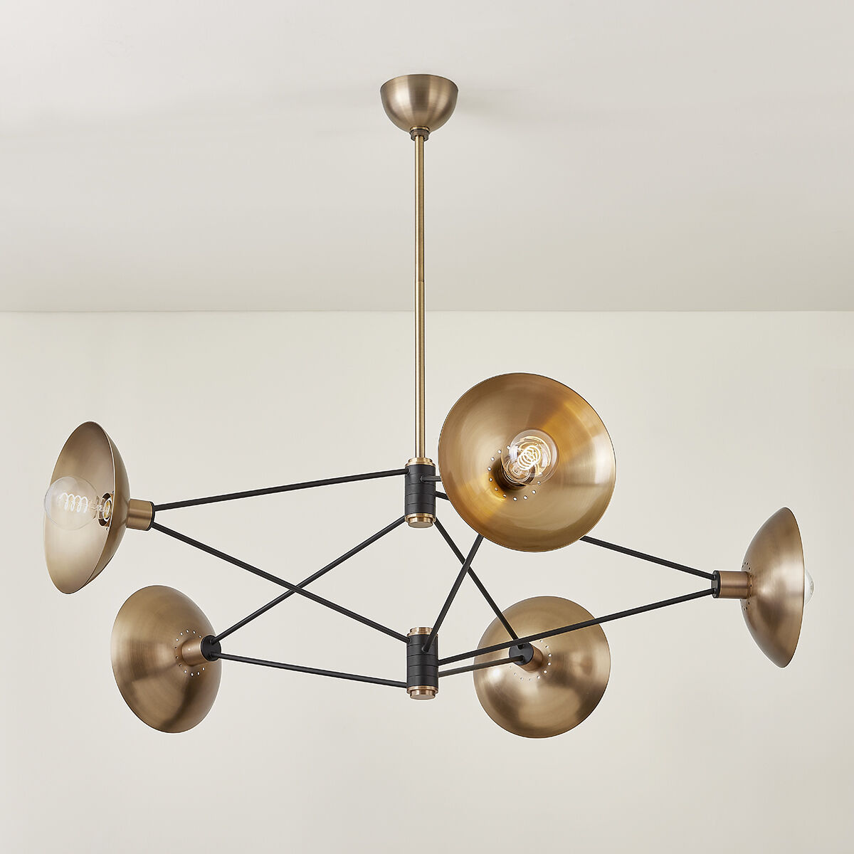 Axel 5 Light 50 inch Patina Brass/Soft Black Chandelier Ceiling Light