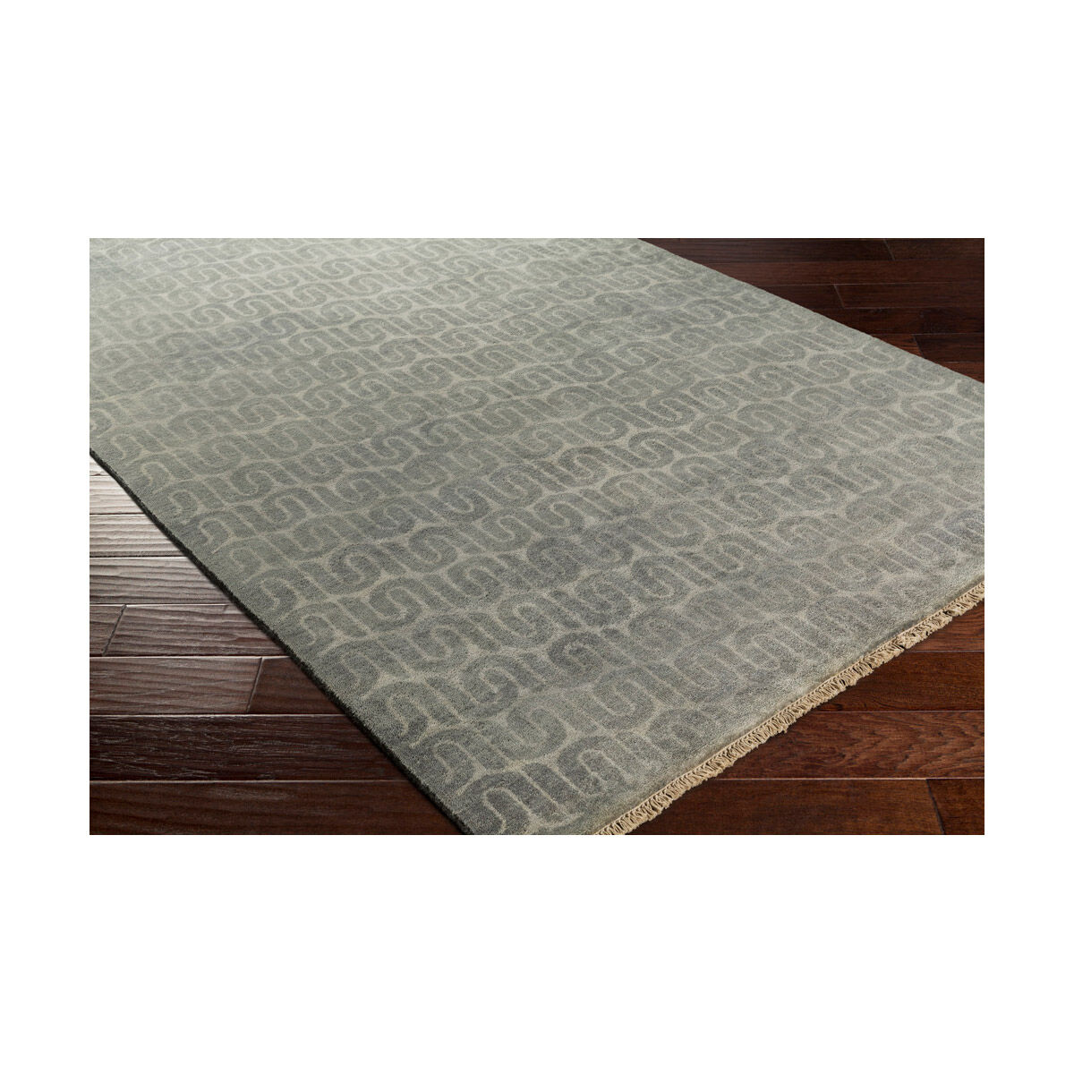 Stanton 72 X 48 inch Black and Gray Area Rug, Wool and Cotton