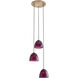 Caterina 3 Light 15.75 inch Purple and Gold Triple Pendant Ceiling Light