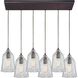 Hand Formed Glass 6 Light 32 inch Oil Rubbed Bronze with Clear Mini Pendant Ceiling Light
