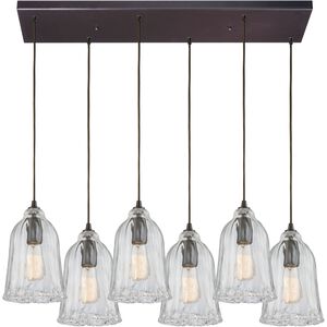 Hand Formed Glass 6 Light 32 inch Oil Rubbed Bronze with Clear Mini Pendant Ceiling Light