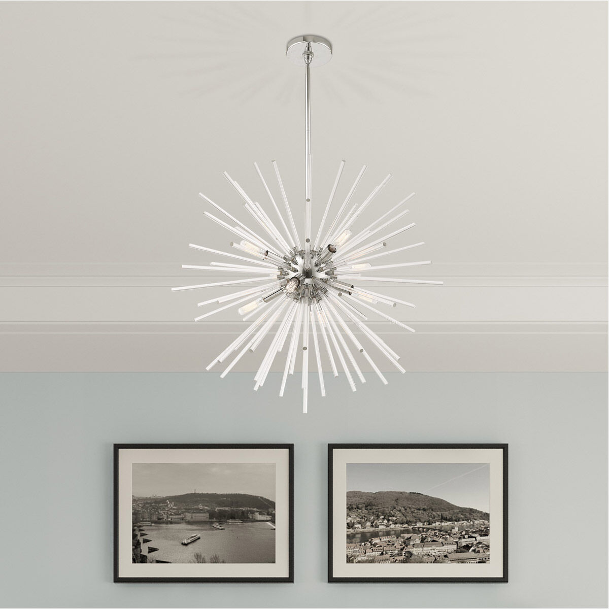 Utopia 8 Light 25.75 inch Polished Chrome Pendant Chandelier Ceiling Light