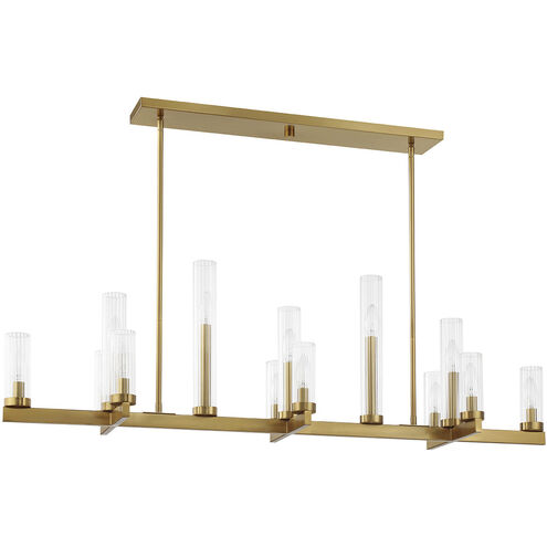 Carina 13 Light 47.5 inch Warm Brass Linear Chandelier Ceiling Light