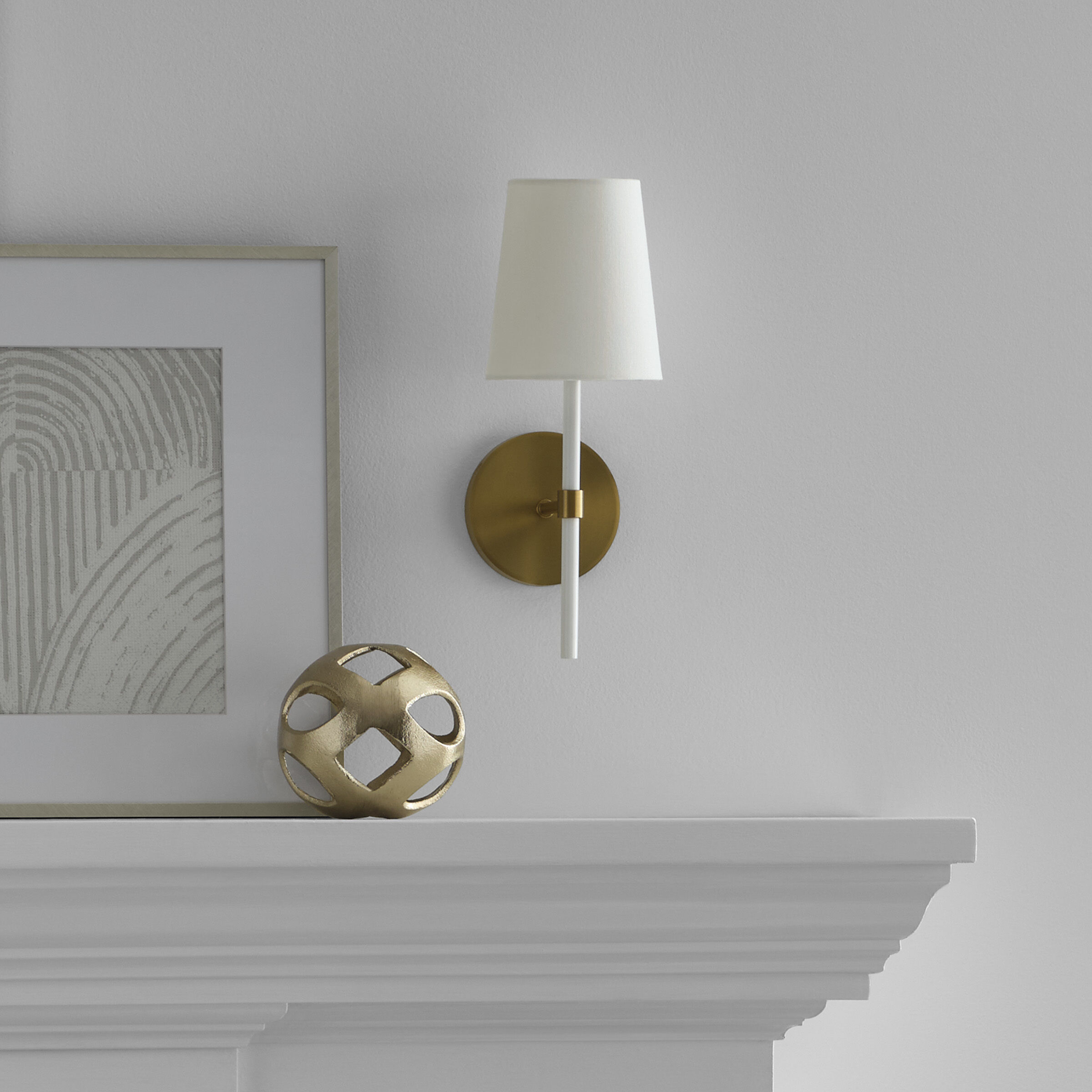 kate spade new york Monroe Wall Sconce Wall Light in Burnished Brass / Gloss White