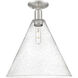 Arcadia Berkshire Glass 1 Light 16 inch Brushed Satin Nickel Semi-Flush Mount Ceiling Light in Seedy