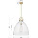 Downtown Urban Newton Bell 1 Light 18 inch Brushed Brass Pendant Ceiling Light in Matte White
