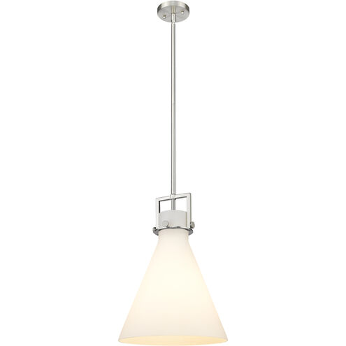 Downtown Urban Newton Cone 1 Light 14 inch Satin Nickel Pendant Ceiling Light in Matte White Glass